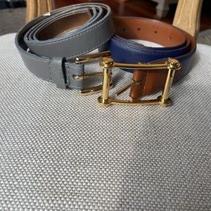BUNDLE OF Ralph Lauren and Michael Kors Grey and blue leather belt